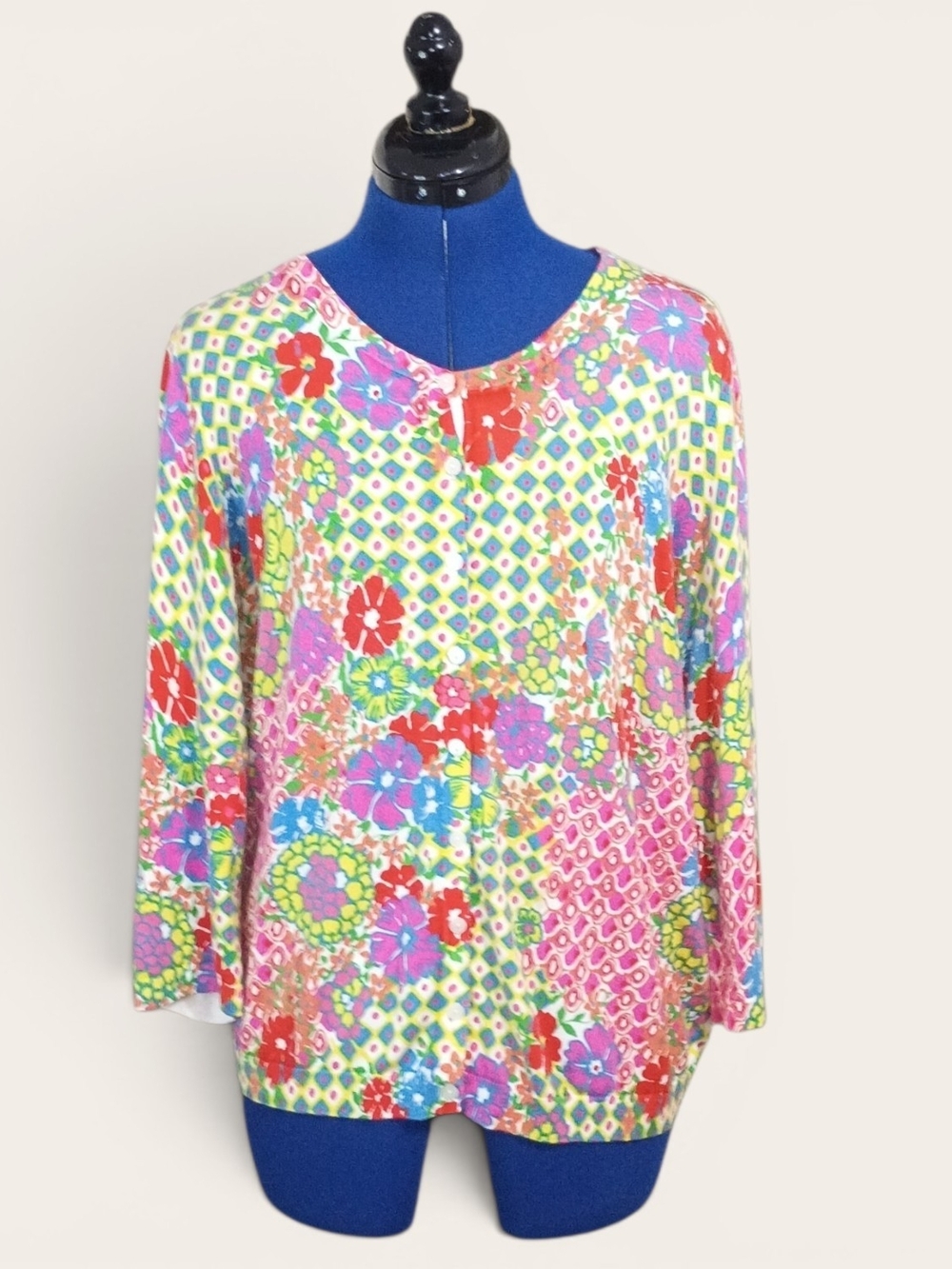Talbots Floral Pattern Cardigan Blouse - Size XL